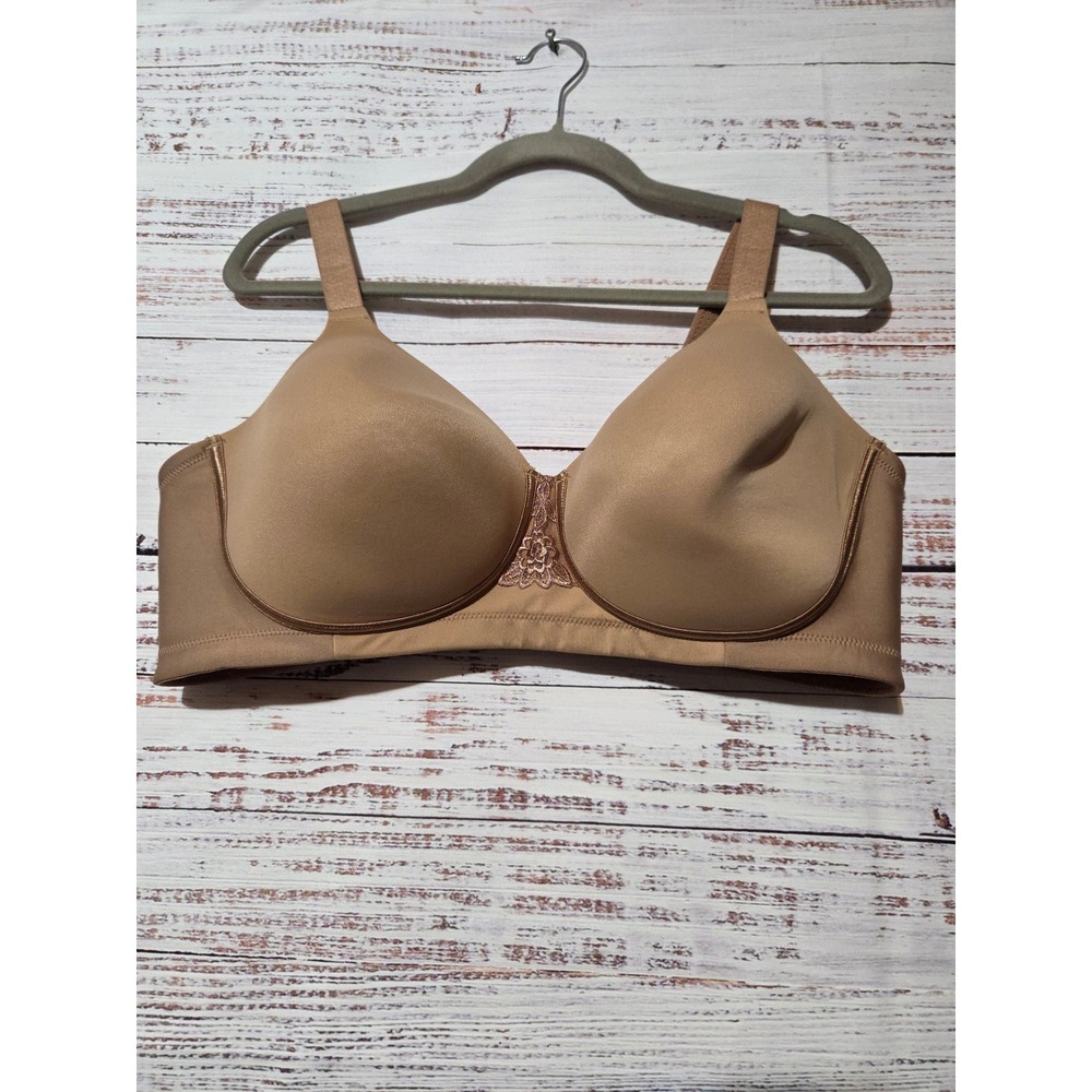 Vanity Fair Tan Wirefree Padded Bra 42D Nude Floral Lace 71380